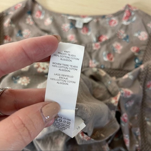 Lucky Brand Crochet Lace Floral Puff Sleeve Blouse - Picture 8 of 12